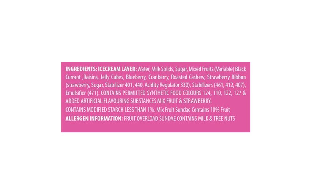 Baskin Robbins Fruit Overload    Cup  165 millilitre